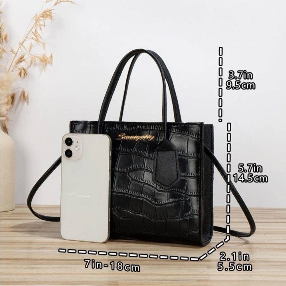 ⚠️Clearance Black Crocodile Print Mini Crossbody Handle Bag - Picture 4 of 4